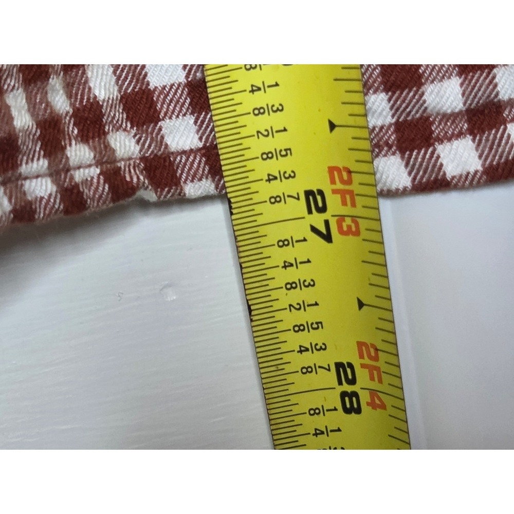 Market & Spruce Womens XL Red Brown Gingham Button Front Blouse Smocked Cuff - Picture 8 of 8